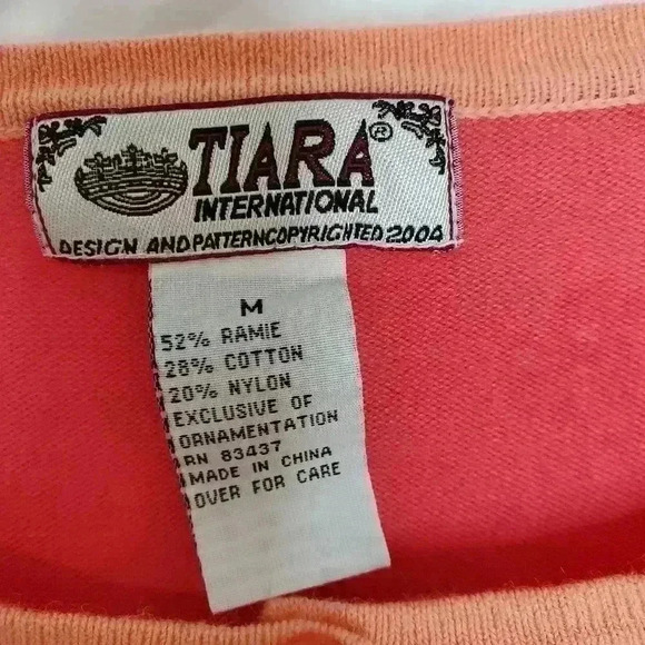 Size Medium Tiara International Girly Pink Fruit Slice Pink Cardigan Beaded - Picture 3 of 6